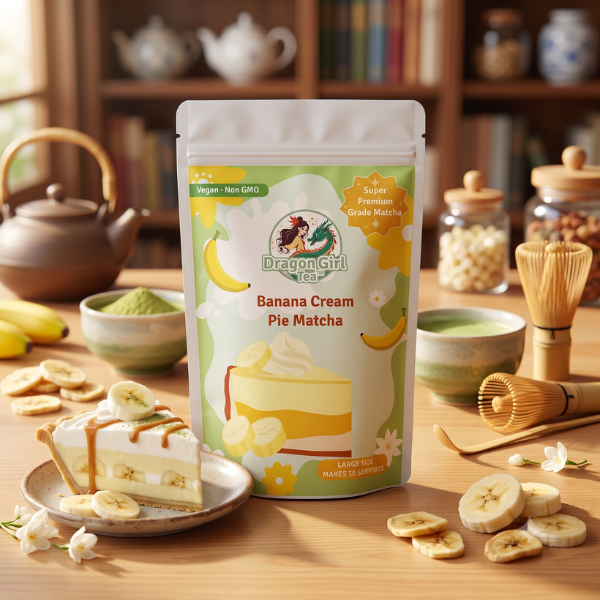 Pouch of Banana Cream Pie vegan dessert matcha, large size