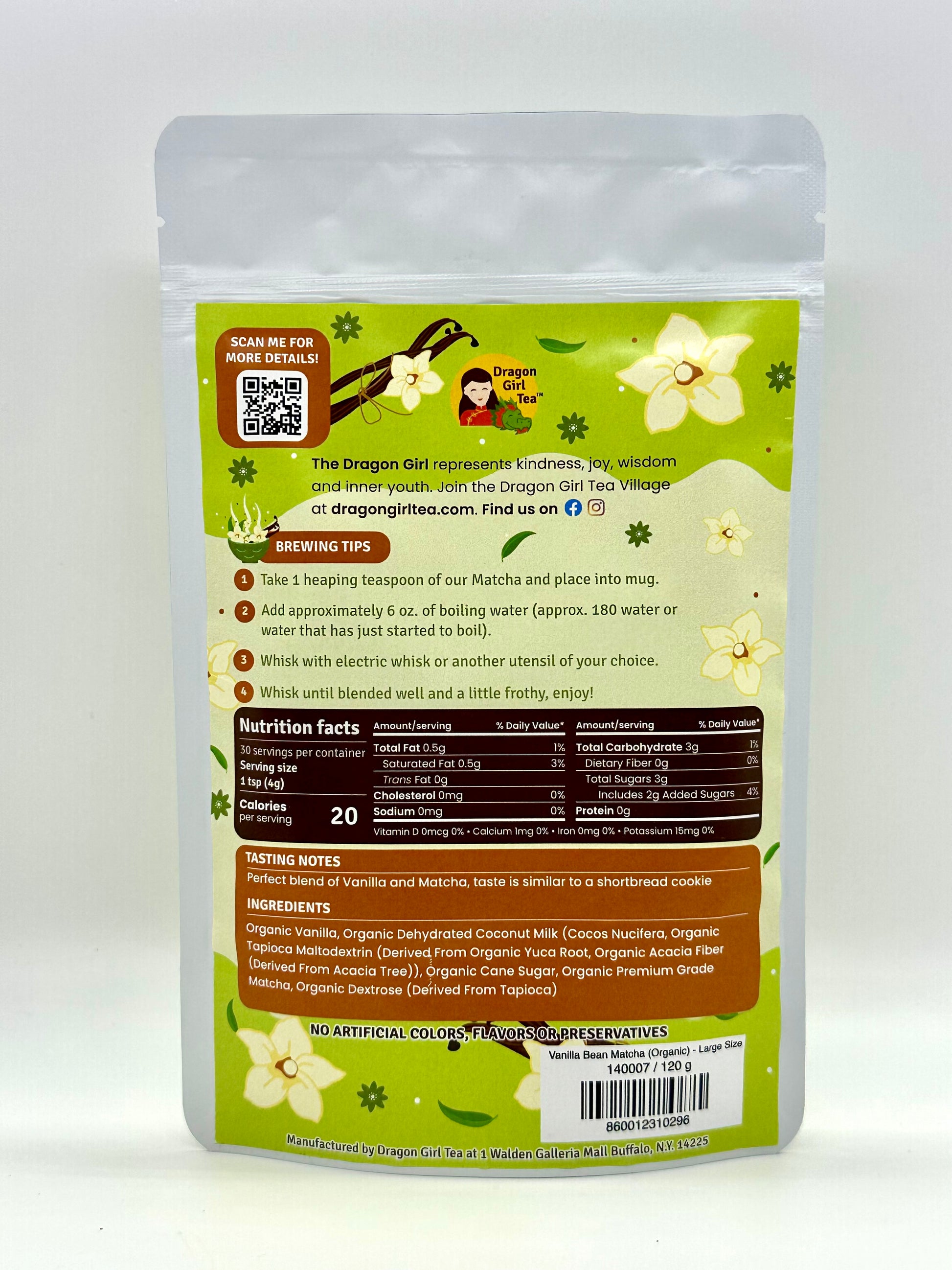 Vanilla Bean Matcha (Organic) - Large Size