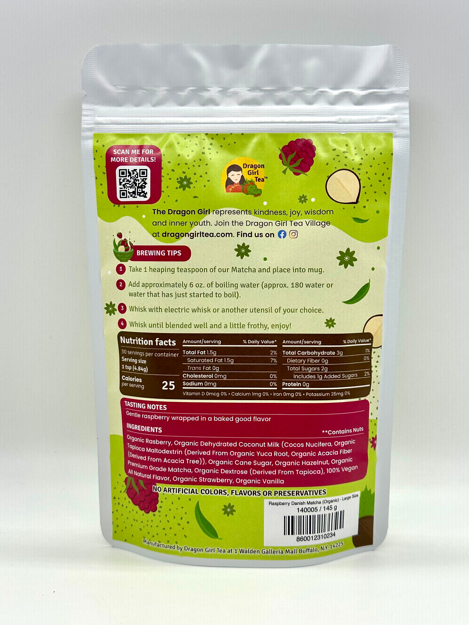 Raspberry Danish Matcha (Organic) - Large Size