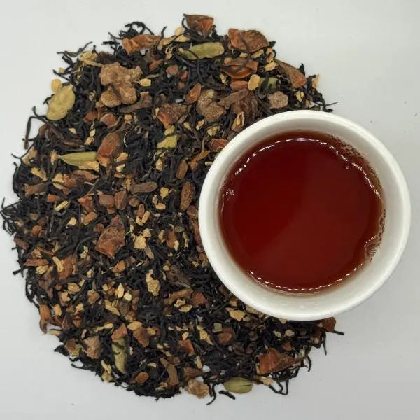 Supreme Chai loose-leaf black tea brewed in a cup — Dragon Girl Tea