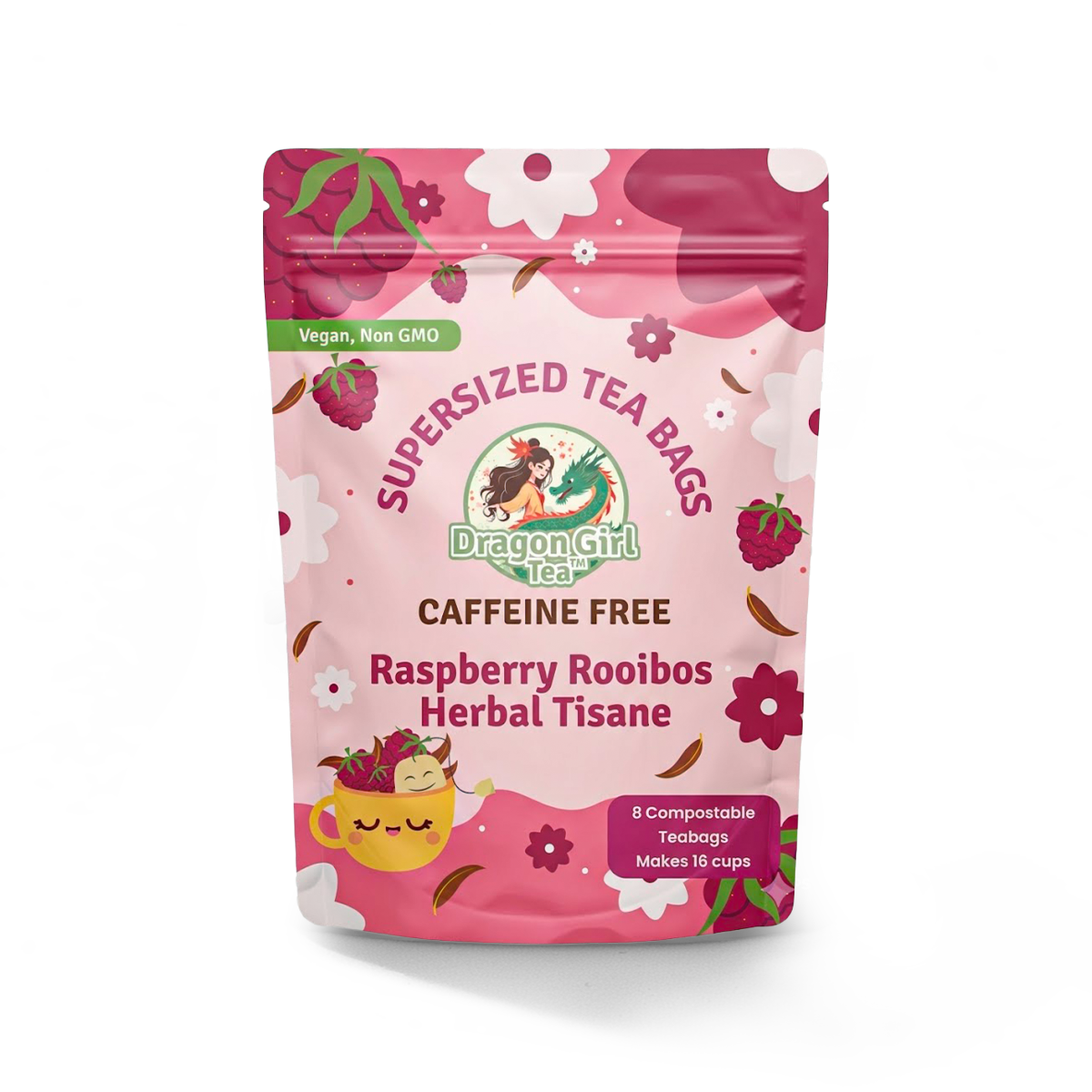 Raspberry Rooibos herbal tea, single pouch — Dragon Girl Tea