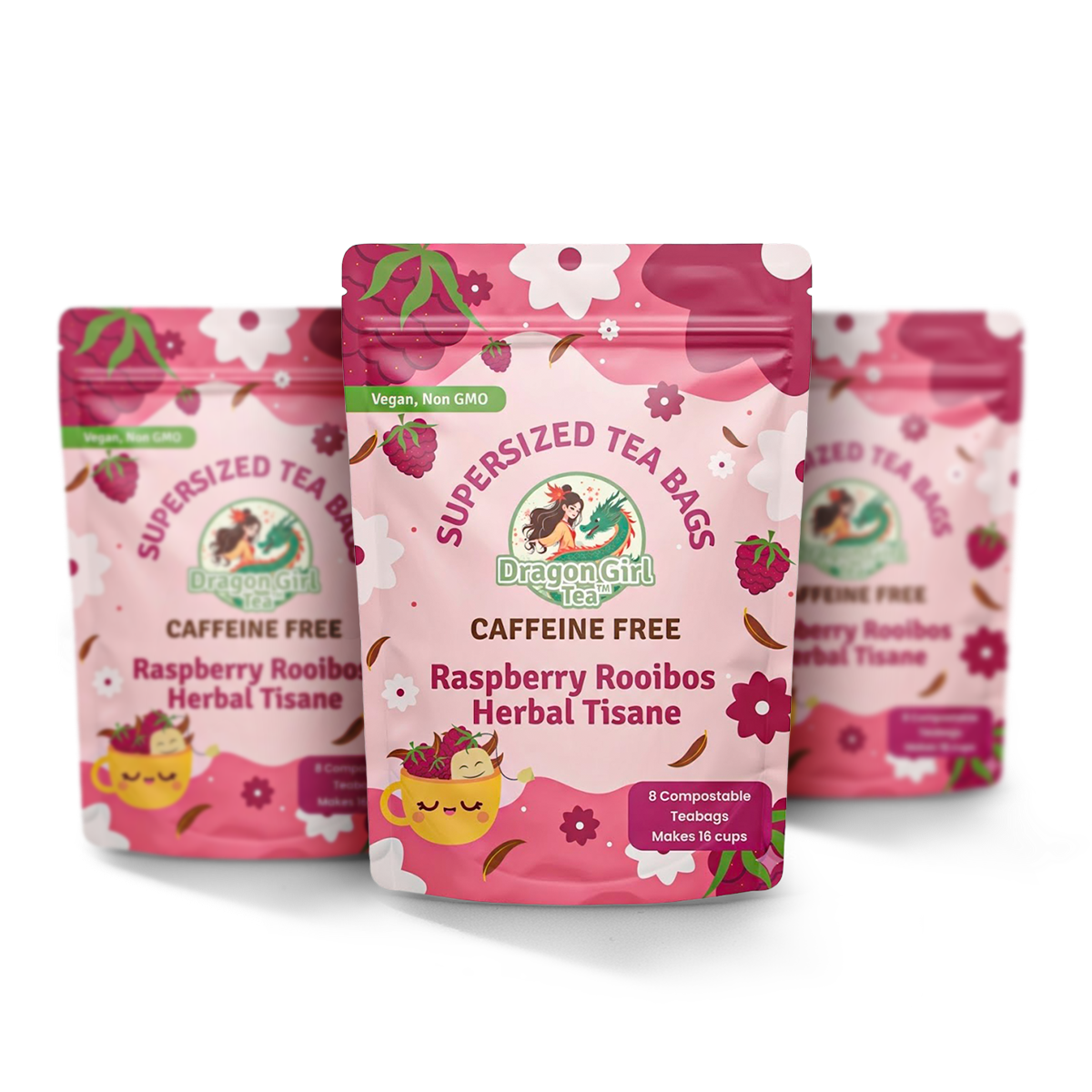 Raspberry Rooibos herbal tea, 3-pack — Dragon Girl Tea