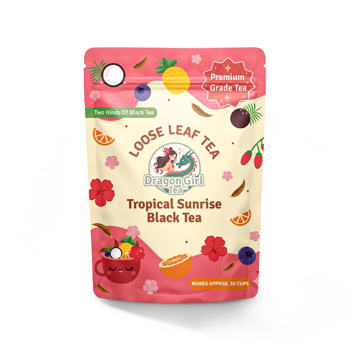 Tropical Sunrise black tea loose leaf, single pouch — Dragon Girl Tea