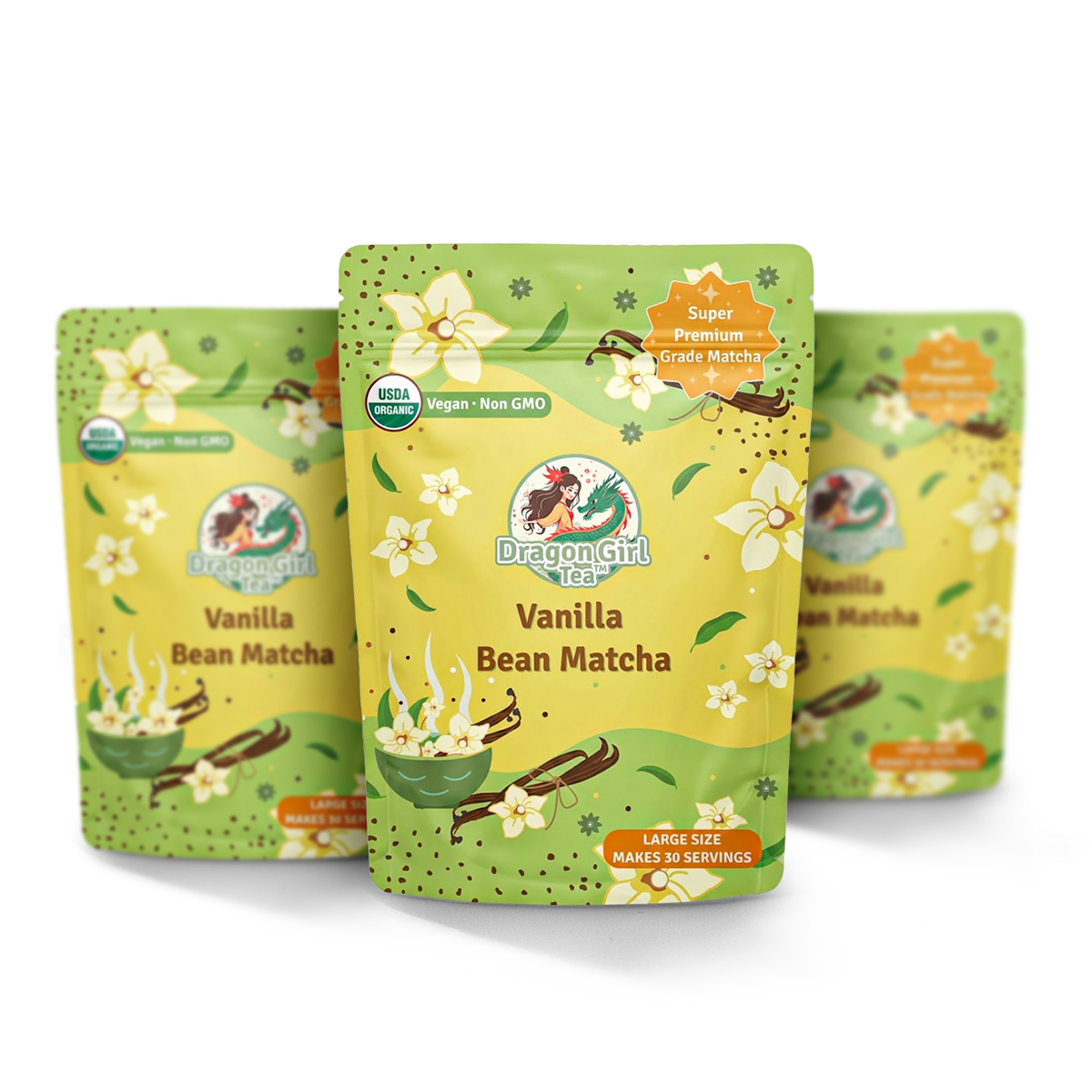 Vanilla Bean vegan dessert matcha, 3-pack — Dragon Girl Tea